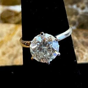 2.49 Carat Natural Diamond Solitaire Ring 14k White Gold Tiffany Style S…